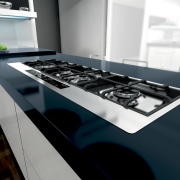 View of modern kitchen fitted with Kleenmaid appliances. countertop, kitchen, product, product design, black, gray