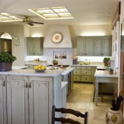 Architect Neil Peoples AIA. Tuscan inspired kitchen. Traditional cabinetry, ceiling, countertop, cuisine classique, floor, home, interior design, kitchen, living room, room, gray, brown