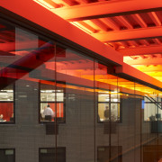 View of the bridge, colour was a major architecture, ceiling, daylighting, facade, interior design, light, metropolitan area, red, red