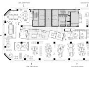 Floor plan for the offices of the Public area, black and white, design, diagram, drawing, floor plan, font, line, plan, product, product design, text, white
