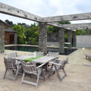 This is a pool landscape designed by Mark backyard, outdoor structure, patio, property, real estate, gray