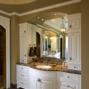 This is a master suite designed by Chuck bathroom, cabinetry, ceiling, countertop, cuisine classique, estate, floor, home, interior design, kitchen, room, brown