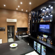 This home was designed by Thomas Errington of ceiling, countertop, interior design, kitchen, black, brown