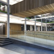View of the interior of the Vogel Center architecture, daylighting, leisure centre, lobby, window, gray