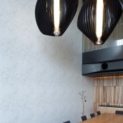 Interior of the Novotel Auckland Airport, by Sharp ceiling, chandelier, interior design, lamp, light fixture, lighting, lighting accessory, product design, table, gray