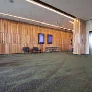 Interior of the Novotel Auckland Airport. Carpets supplied architecture, ceiling, daylighting, floor, flooring, interior design, lobby, real estate, wood, gray