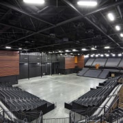 Stage area in Claudlands Arena, Hamilton. - Stage arena, auditorium, performing arts center, sound stage, sport venue, structure, theatre, black