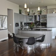 View of kitchen designed by Grace Blu Designs countertop, cuisine classique, floor, flooring, hardwood, interior design, kitchen, laminate flooring, property, real estate, room, wood flooring, gray