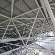 Grayson Engineering Limited provided and erected the steel architecture, building, daylighting, metal, roof, sport venue, steel, structure, gray, black
