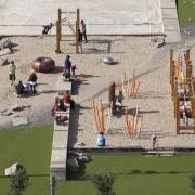 View of wynard quater. Waterfront Auckland. - View games, outdoor play equipment, playground, public space, recreation, gray