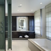 This suite which has been redesigned by Drury bathroom, floor, interior design, room, gray