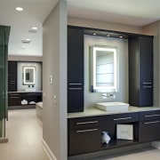 This bathroom that has been redesigned by Drury cabinetry, countertop, floor, home, interior design, kitchen, room, gray