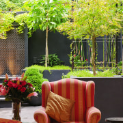 View of outdoor area with landscaping and seating floristry, garden, home, interior design, plant, tree