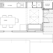 This home was renovated by Tse:Wallace Architects. Here angle, architecture, area, black and white, design, diagram, drawing, elevation, floor plan, font, home, line, plan, product, product design, schematic, structure, technical drawing, text, white