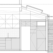 This home was renovated by Tse:Wallace Architects. Here angle, architecture, area, black and white, building, design, diagram, drawing, elevation, facade, floor plan, home, house, line, plan, product, product design, real estate, residential area, structure, white