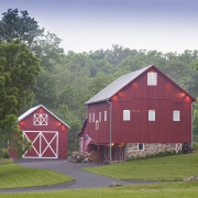 View of barn style building. - View of barn, cottage, farm, farmhouse, grass, home, house, real estate, rural area, shed, tree, brown