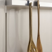 Photography of the "FloatingSpaces" system by SieMatic. clothes hanger, furniture, product design, shelf, gray