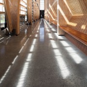 Solid Floors did the polished concrete floor for architecture, daylighting, floor, flooring, hardwood, light, line, structure, sunlight, wood, wood flooring