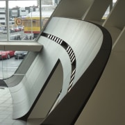 Here is a view of the curved wall architecture, automotive design, automotive exterior, design, product design, gray, black