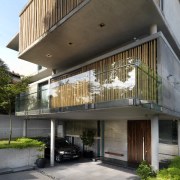 This home was designed with environmental principals in apartment, architecture, balcony, building, condominium, estate, facade, handrail, home, house, mixed use, real estate, residential area, gray