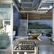 View of detail in contemporary kitchen. - View architecture, daylighting, glass, house, interior design, gray