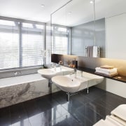 This home was designed by Jorgen Frandsen of bathroom, interior design, real estate, room, white, gray