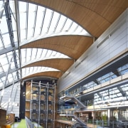 The Darling Quarter in Sydney was developed by architecture, building, ceiling, daylighting, metropolitan area, mixed use, structure, white, brown