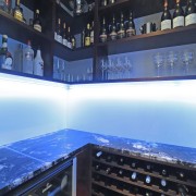 View of contemporary kitchen by Neo Design with blue, glass, interior design, black