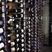 View of refrigeration solution at wine retailer. - purple, wine cellar, winery, black