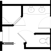 HINES Sons Bathroom Floorpan - HINES Sons Bathroom angle, area, black, black and white, design, diagram, drawing, font, line, line art, monochrome, product design, square, text, white, white