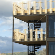 View of outdoor stairs of contemporary home. - sky, gray