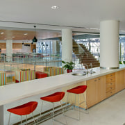 View of seating area at island with red interior design, leisure centre, gray