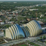 View of center from high angle. - View aerial photography, bird's eye view, city, metropolitan area, sky, urban area, teal