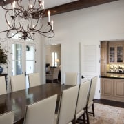 dining room neutral colours serving window from kitchen ceiling, countertop, dining room, home, interior design, kitchen, room, window, gray