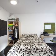 View of room in University of Auckland halls bedroom, ceiling, interior design, real estate, room, gray