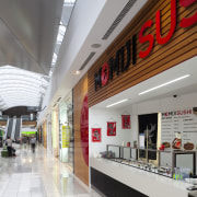 View of ceiling vents at sushi shop. - interior design, retail, shopping mall, white, gray