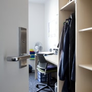 View of door handle. - View of door furniture, interior design, office, product design, room, shelf, gray