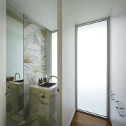 Bathroom with grey marble basin, floor and wall architecture, bathroom, ceiling, daylighting, door, floor, home, house, interior design, real estate, room, window, gray, white
