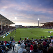 Stadium at dusk. - Stadium at dusk. - arena, atmosphere, atmosphere of earth, baseball park, crowd, grass, plant, sky, soccer specific stadium, sport venue, sports, stadium, structure, black