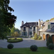 White walls and crown mouldings. Neutral furniture colours. cottage, estate, facade, farmhouse, grass, home, house, landscape, landscaping, manor house, mansion, property, real estate, residential area, sky, villa, teal