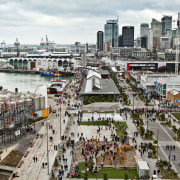 Waterfront area from above. - Waterfront area from city, cityscape, metropolis, metropolitan area, port, urban area, water transportation, white, gray