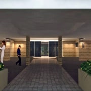 Entry with paved path and planter boxes. - condominium, estate, home, house, interior design, property, real estate, black