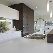 light colours broken up by dark wood and architecture, countertop, house, interior design, kitchen, real estate, gray