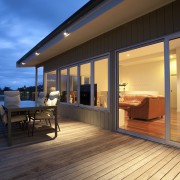 Patio with outdoor furniture. - Patio with outdoor apartment, architecture, deck, hardwood, home, house, interior design, real estate, roof, window, wood, orange