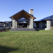 exterior of house with stone cladding, aluminium systems cottage, estate, facade, farmhouse, grass, home, house, land lot, landscape, mansion, property, real estate, residential area, sky, villa, teal