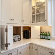 Here is a view of a kitchen that cabinetry, countertop, cuisine classique, home, interior design, kitchen, room, gray