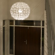 Inside view of front door. - Inside view architecture, ceiling, daylighting, home, house, interior design, light fixture, lighting, lobby, brown