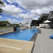 Pool side. - estate | home | house estate, home, house, leisure, property, real estate, swimming pool, villa, water, gray