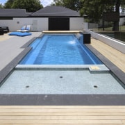Shallow area of pool - Shallow area of composite material, daylighting, leisure, pool, property, swimming pool, water, wood, gray