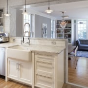 Seen here is a kitchen which was remodelled cabinetry, countertop, cuisine classique, floor, flooring, hardwood, home, interior design, kitchen, real estate, room, wood flooring, gray